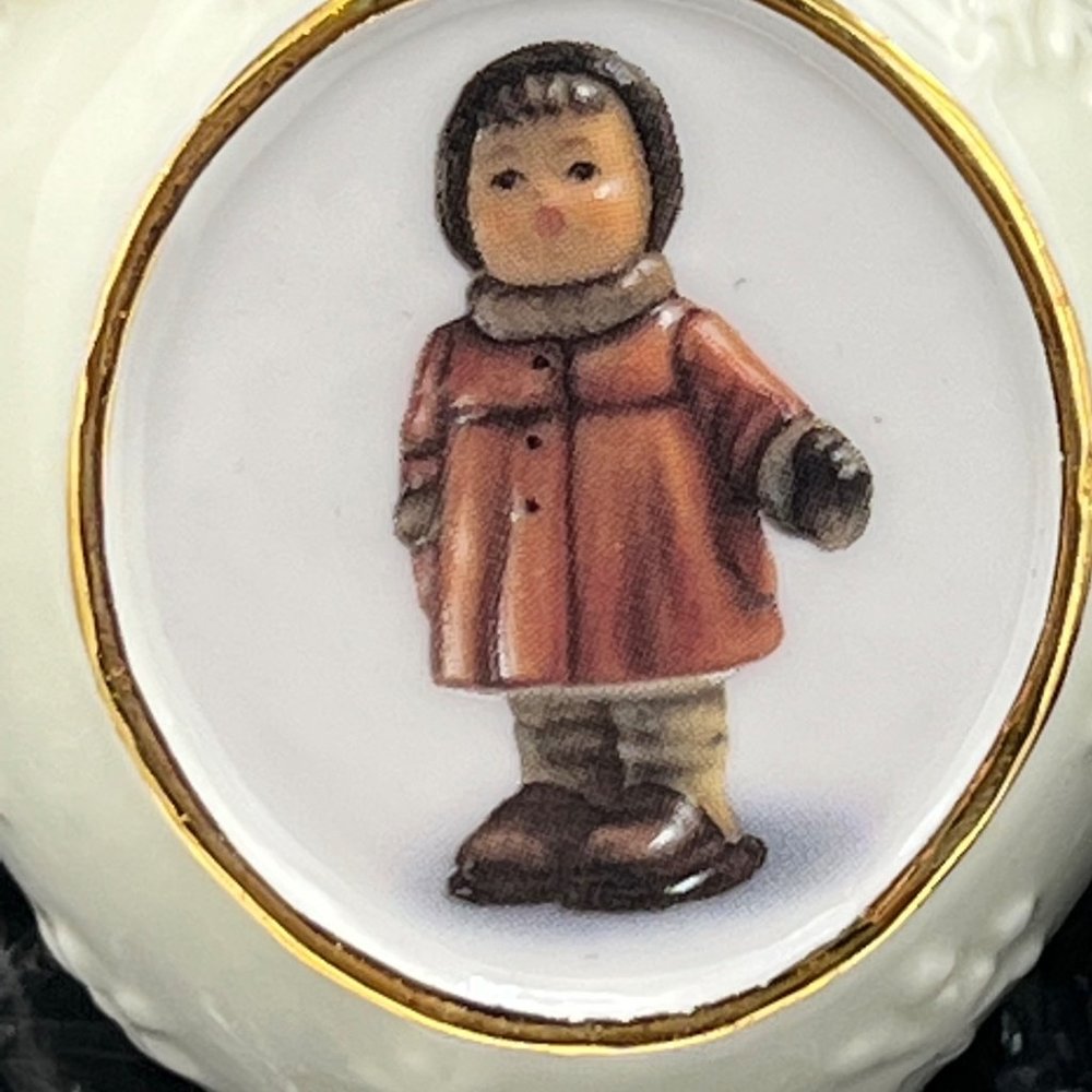 M.J. Hummel Christmas Egg Ornament Little Girl with Mitten Danbury Mint